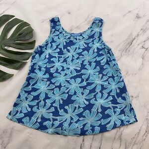 Blue Ginger Womens Tank Blouse Top Size S Turquoise Tropical Floral Sleeveless
